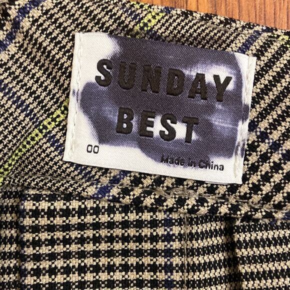 Aritzia Sunday Best Plaid Pleated Mini Skirt Black Blue Neon Green Size 00 - Picture 3 of 5